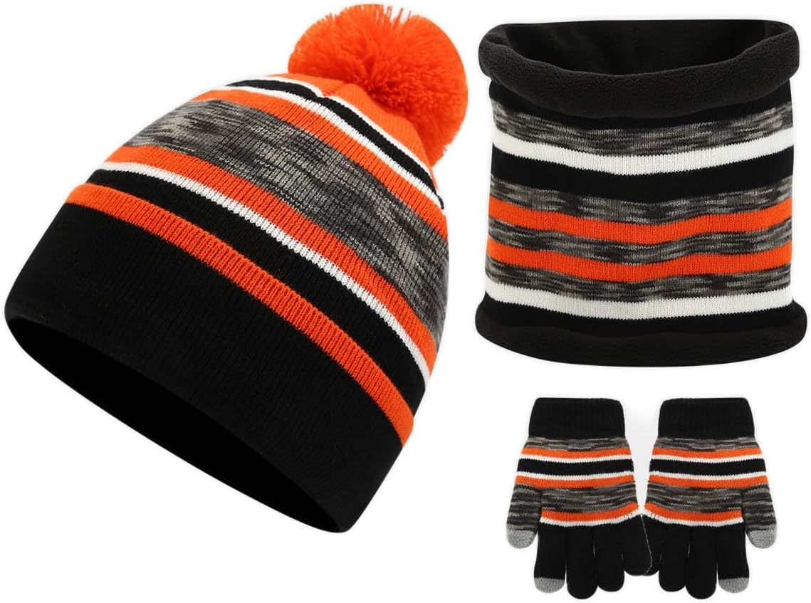 Fleece Lined Winter Set - Hat Scarf Gloves Cold Protection Trio