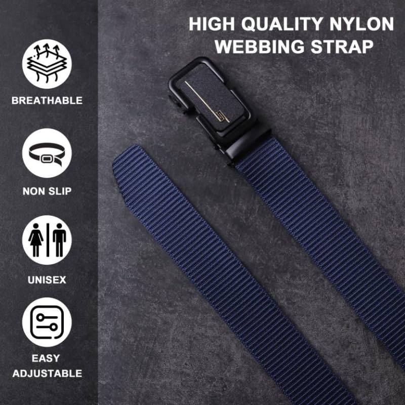 WINSOME DEAL Men's Canvas Belt (Pack of 2) – Strong, Comfortable & Stylish Belts for Casual and Formal Outfits