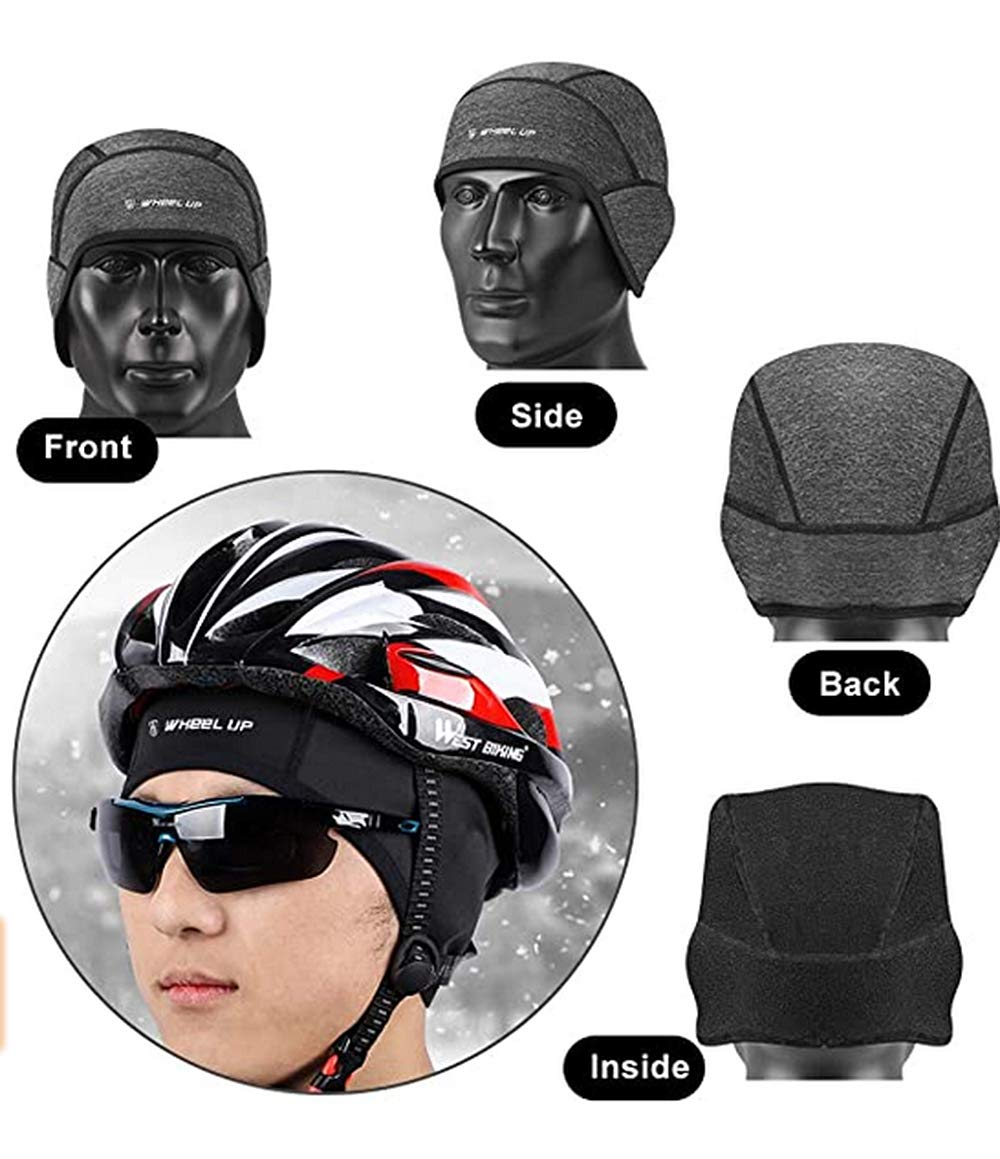 Cycling Hat Caps,Bike Skull Cap Helmet Liner Winter Fleece Beanie Running Hat Bicycle Cap Headgear Black