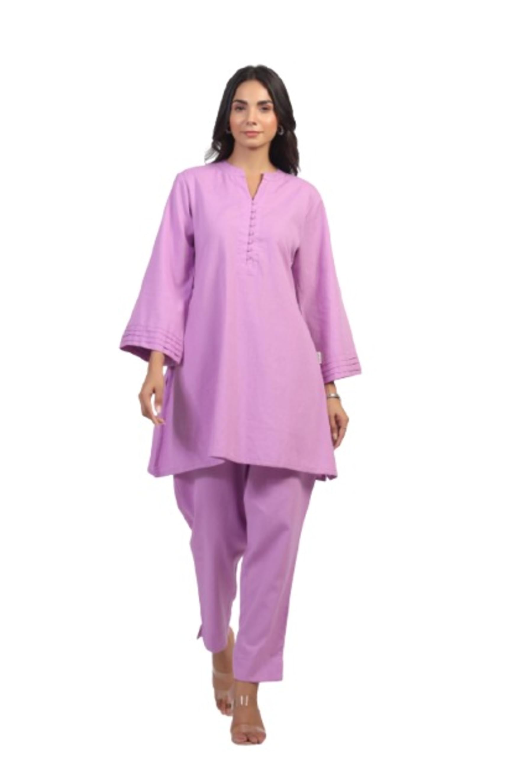 Lavender Rose Solid Cotton Flex Co-ord Set for Women-image-28