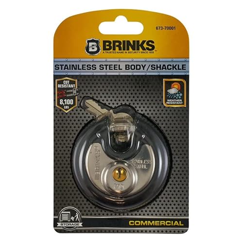 Brinks - 70Mm Commercial Stainless Steel Keyed Discus Padlock - Stainless Steel Body With Stainless Steel Shackle,Black #TOP6