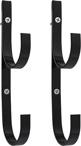 U.S. Pool Supply Colgador de Pértiga para Piscina - 2 Ganchos de Aluminio Negro para Pértiga de Piscina - Gancho de Valla para Equipos de Redes