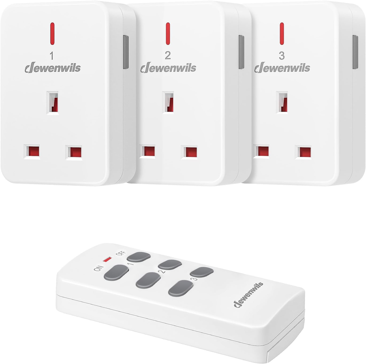 DEWENWILS Remote Control Plug Socket, 13A/3120W Heavy Duty Wireless Light Switch, 30m/100ft Long Range, Programmable for Bedroom, Garbage, 3 Pack Sockets and 1 Remote