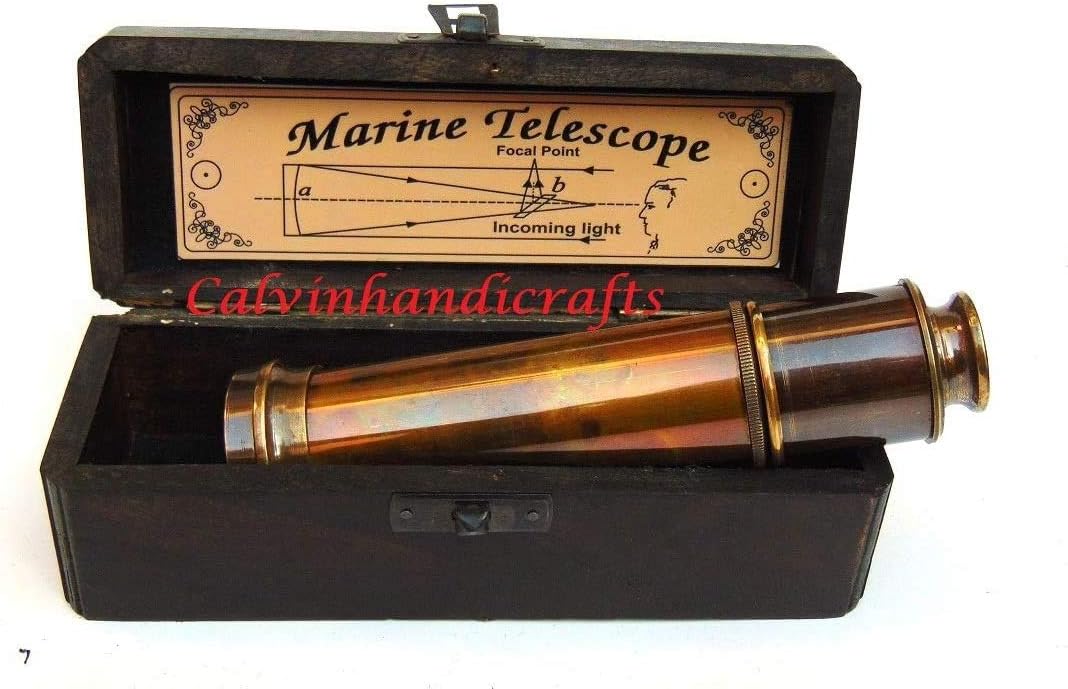 Calvin Handicraft Antique Marine Nautical Brass Telescope | Antique Pirate Telescope | Stempunk Gift Brass Handheld Pirate Scope