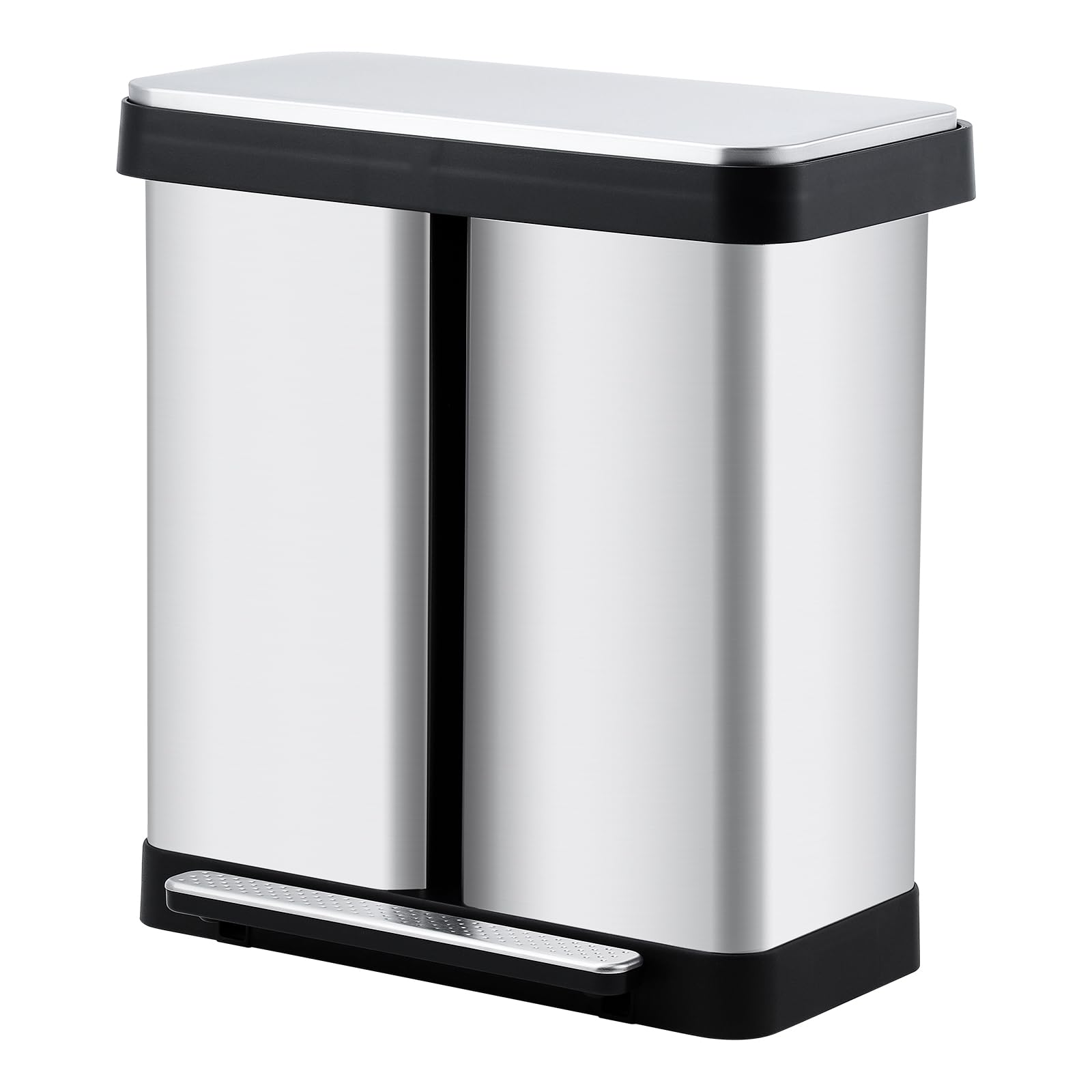 GarveeHome Mülleimer Küche,2 x 36 L Mülltrennsystem Edelstahl Mülleimer 2 fächer tretmülleimer Doppeldeckel mülltrennung getrennten Fächern berührungsfreie Bedienung geräuscharme für Küche Haushalt