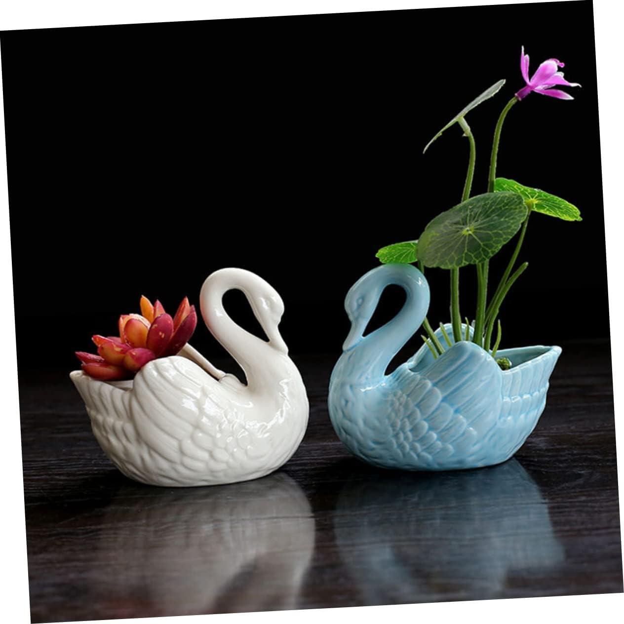 VANZACK Elegant Swan Porcelain Swan Pot Fresh Style for Use for Home Gardening