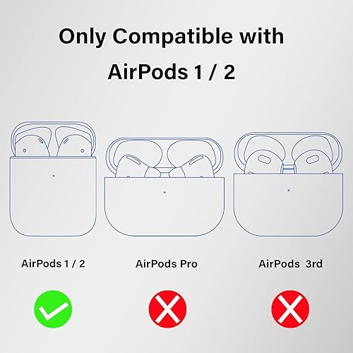 Miniatura 2 de Wonhibo Funda de silicona para Airpod 1 y 2 de Apple, diseño de mariposas, color azul con llavero