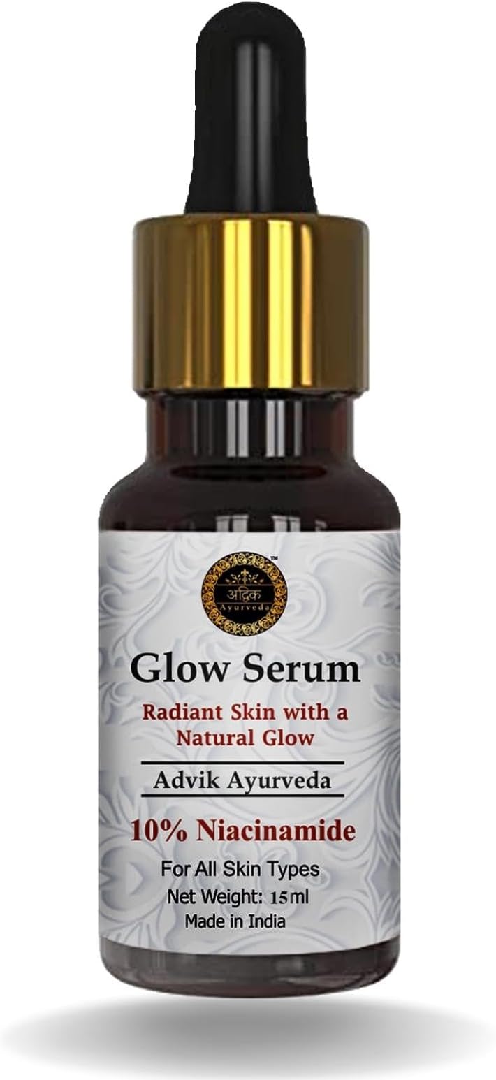 Advik Ayurveda Niacinamide Glow Serum For Face, 15ml | Controls Oil and Acne, Hydrates Dry Skin | For Men and Women