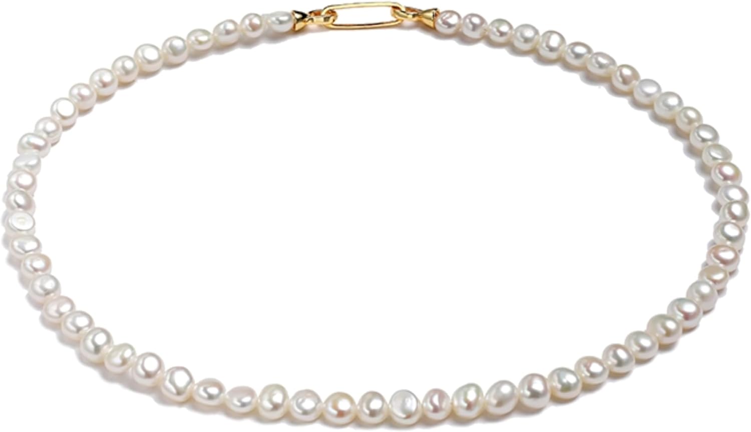 Freshwater Pearl Necklace AAA+ Quality for women, 3-9MM, Sterling Silver 18k Gold-plated ldeal for Weddings,Anniversaries, Birthdays|Parties
