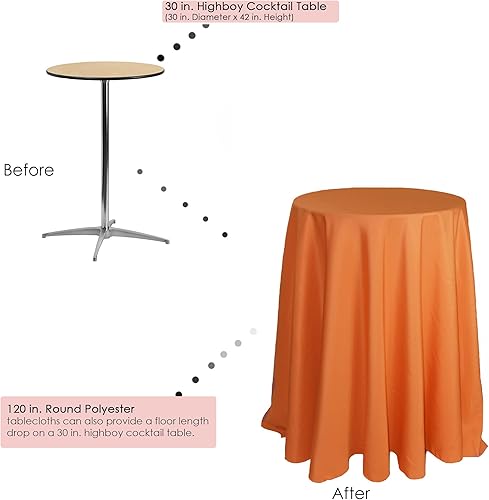 Miniatura 3 de YOUR CHAIR COVERS - Mantel redondo de poliéster prémium de 120 pulgadas - Mantel de lino naranja para mesas redondas estándar