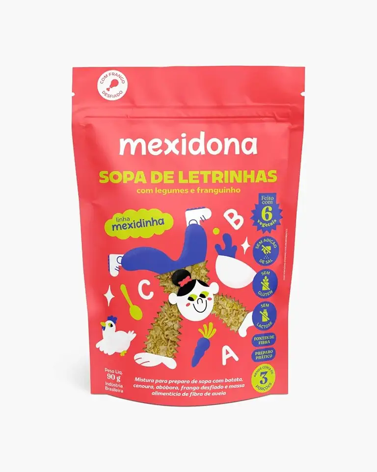 SOPA DE LETRINHAS com legumes e franguinho Mexidinha 90g