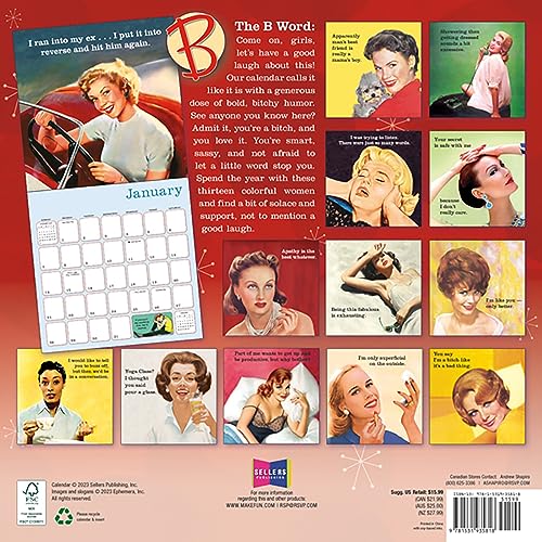 Sellers Publishing, Inc. CA3581 The B Word 2024 Wall Calendar, 16-Month Humor & Comic Calendar thumb #1