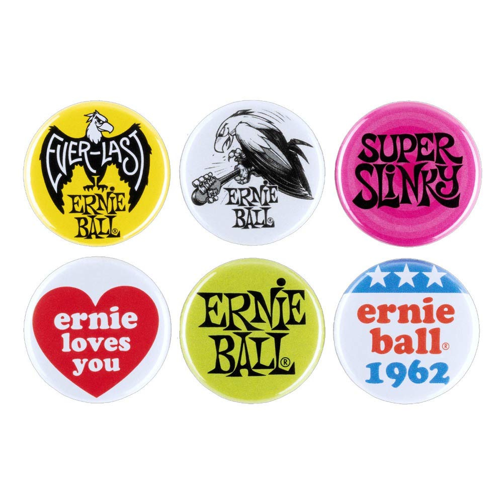 【正規品】 ERNIE BALL 4009 缶バッジ 6個セット ASSORTED BUTTONS
