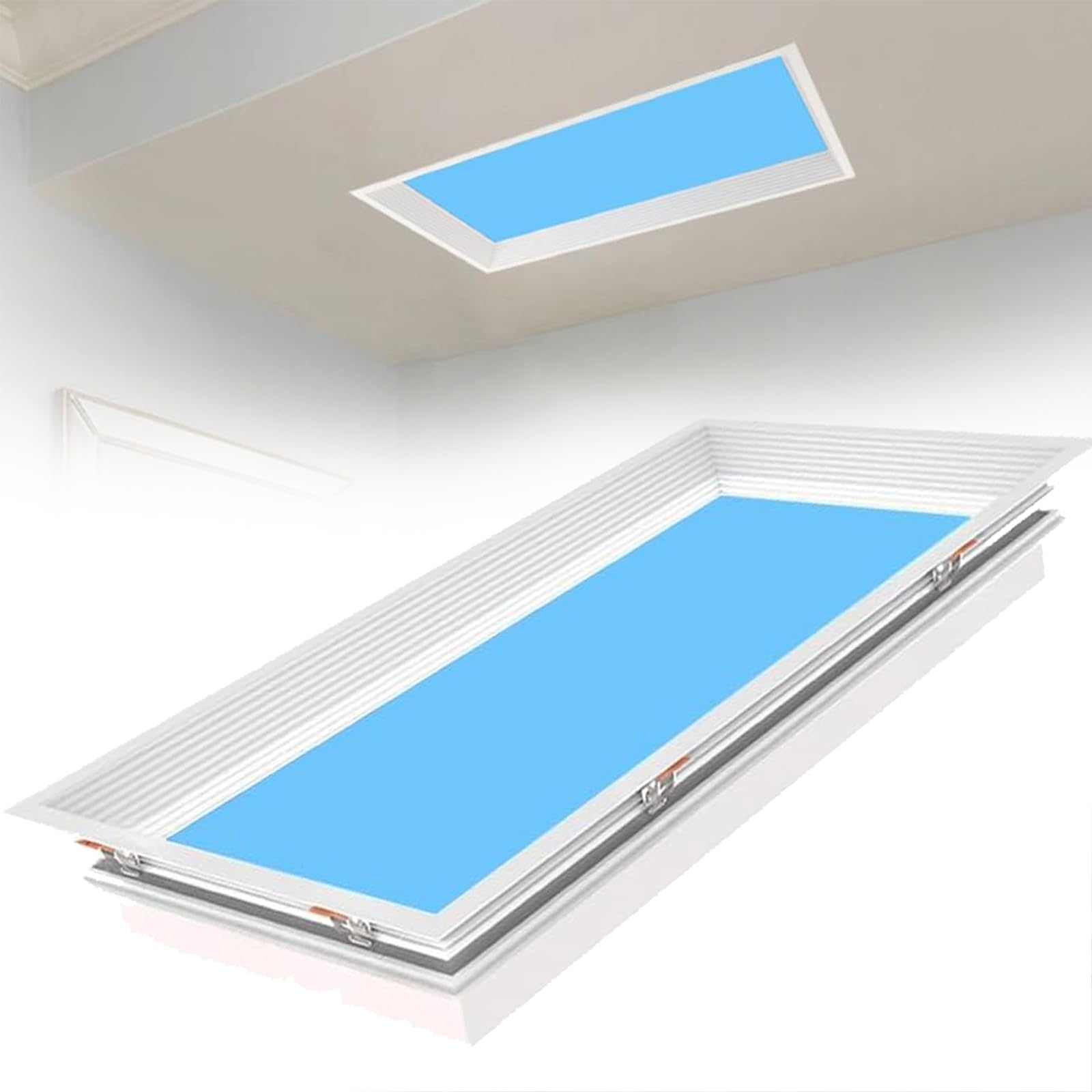 Lampa sufitowa LED z niebieskim niebem, 72 W, do wnętrz, z naturalnym efektem świetlnym, regulowana temperatura barwowa, symulacja rytmu światła dziennego, do salonu, loftu, sypialni