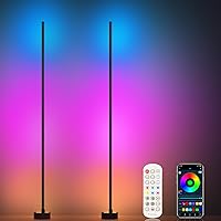 Miortior 2-Pack Smart RGB Corner Floor Lamps - App/Remote Control, 16M Colors, Music Sync, 68+ Scenes for Living Room, Bedroom, Gaming Room