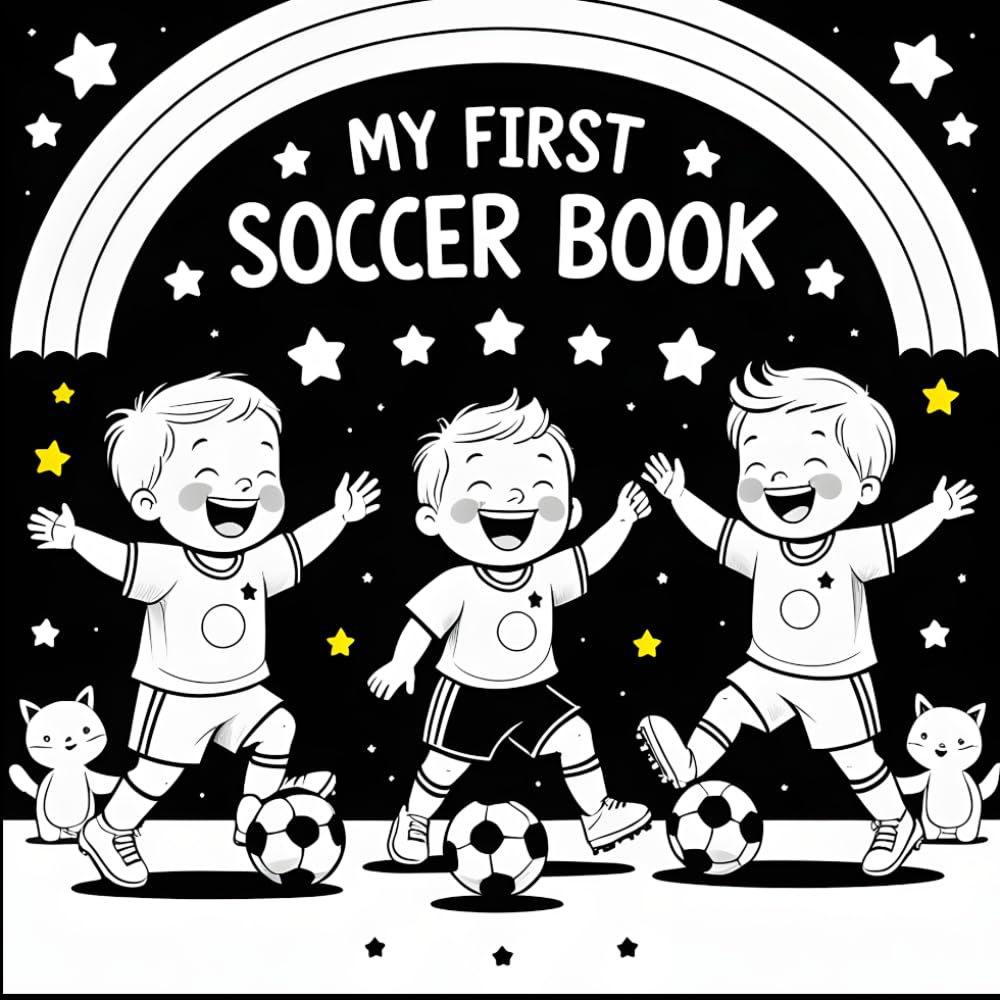My First Soccer Book: A Black and White High-Contrast Infant Book with Cute Soccer Animals, Smiling Toddlers, Visual Sensory Stimulation, and Baby-Friendly Sports Scenes