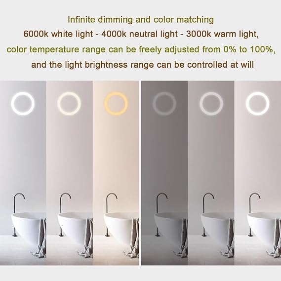 Smart Illuminated LED Bathroom Mirror,Bathroom Mirror with LED Lights,Energy-Saving LED Smart Mirrors,LED Mirror for Bathroom,with Demister Pad and Smart Touch Switch(H50*W70cm/H19.7*W27.6IN)