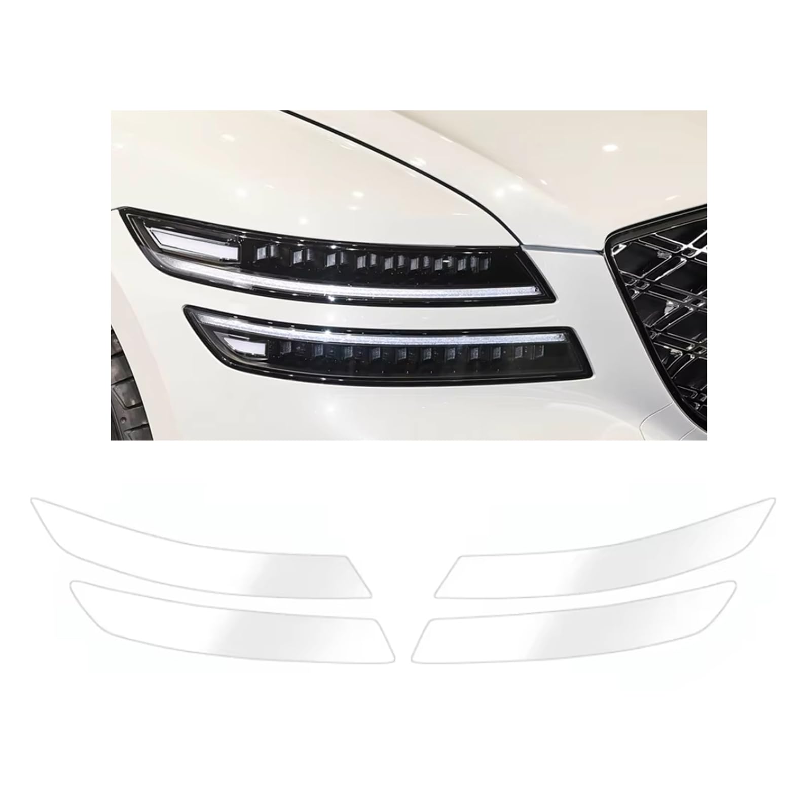 Headlight Film for Genesis E-G80 2025-2026, 1Set Transparent/Smoke Black Car Headlight TPU Protective Film