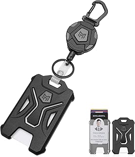 MNGARISTA Retractable Badge Holder, Heavy Duty Carabiner Keychain, Tactical ID Card Holder with 31.5" Retractable Badge Re...