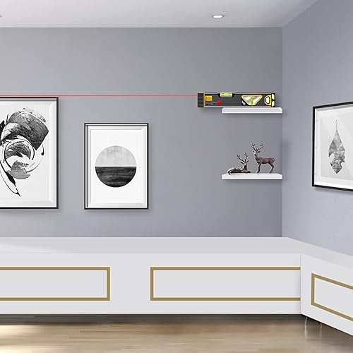 Miniatura 8 de PREXISO Nivel láser 2 en 1 de 12 pulgadas de nivel de burbuja con luz, punto de alineación de 100 pies y línea de nivelación de 30 pies, herramienta