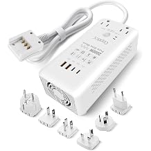 Ceptics Voltage Converter US to Europe, 2000W Pure Sine Wave 220V to 110V, Perfect for Hair Dryer, Straighteners and Curling Iron, 6 in 1 with 2 AC Outlets and 4 USB Ports PD 45W