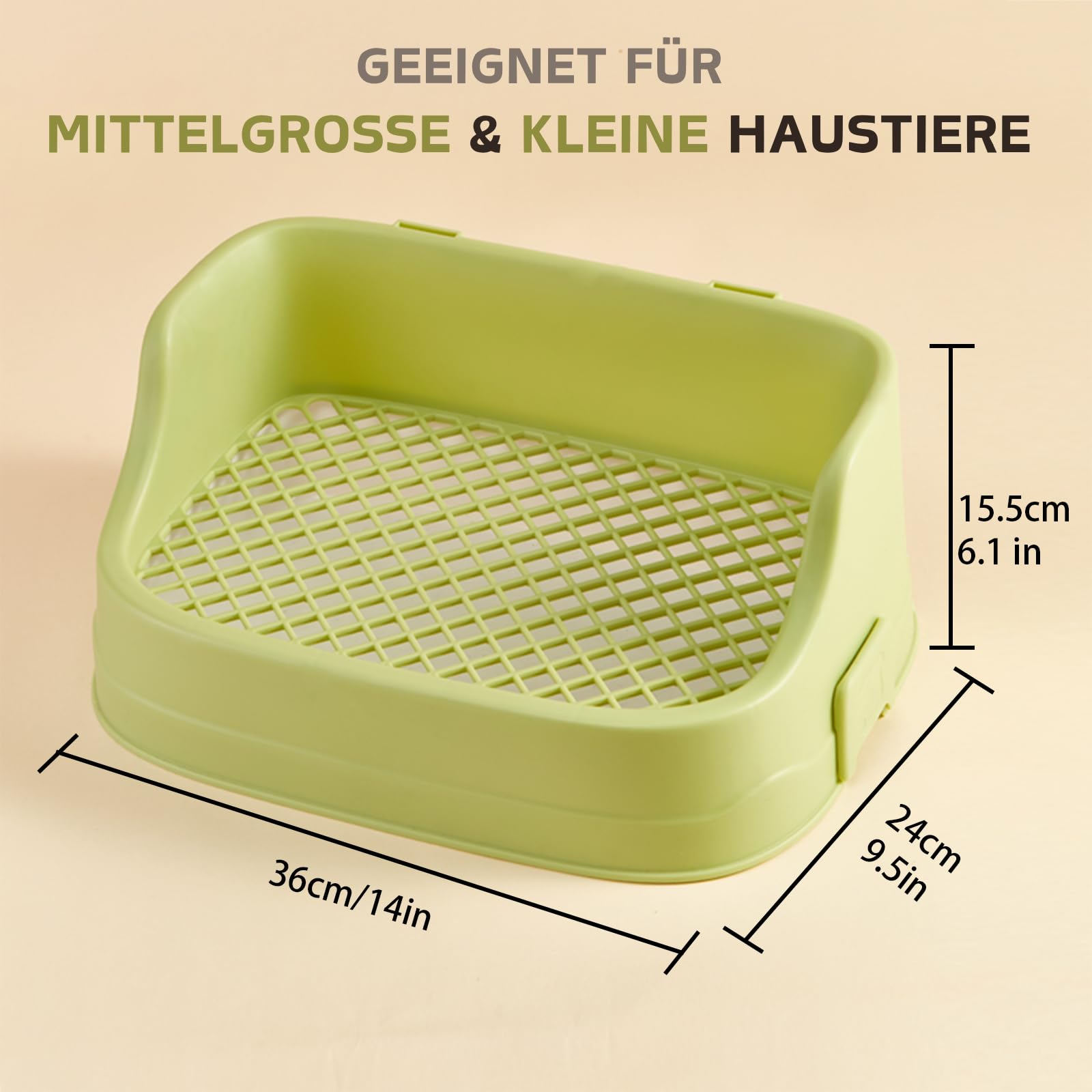 Kaninchen Toilette, Mittelgroß Kleintier Katzentoilette für Käfige Abnehmbar Ecktoilette Töpfchentrainer für Kaninchen Meerschweinchen Hamster Chinchillas (Grün)
