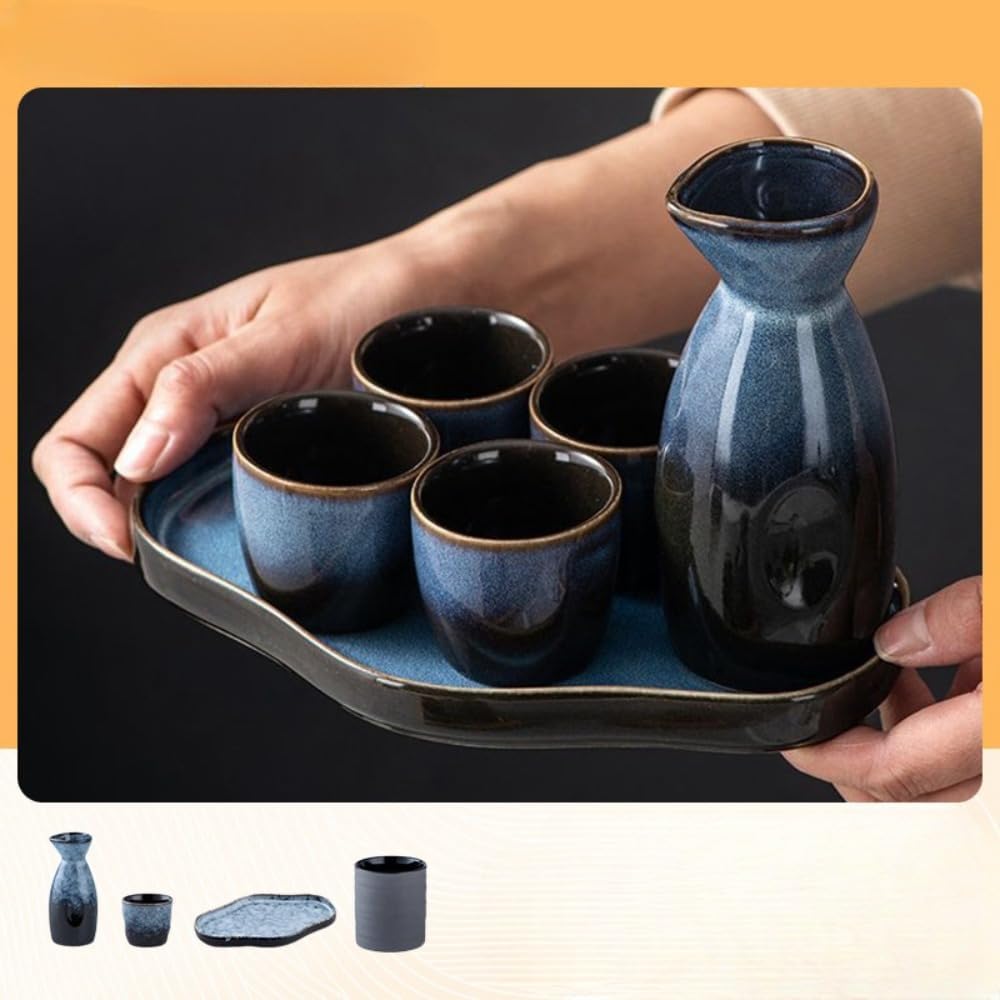 徳利　ぐい呑み　1セット Amazon | Vlfn 6 点 徳利1個 + お猪口 4 個 + トレイ 1 個 酒器 陶器