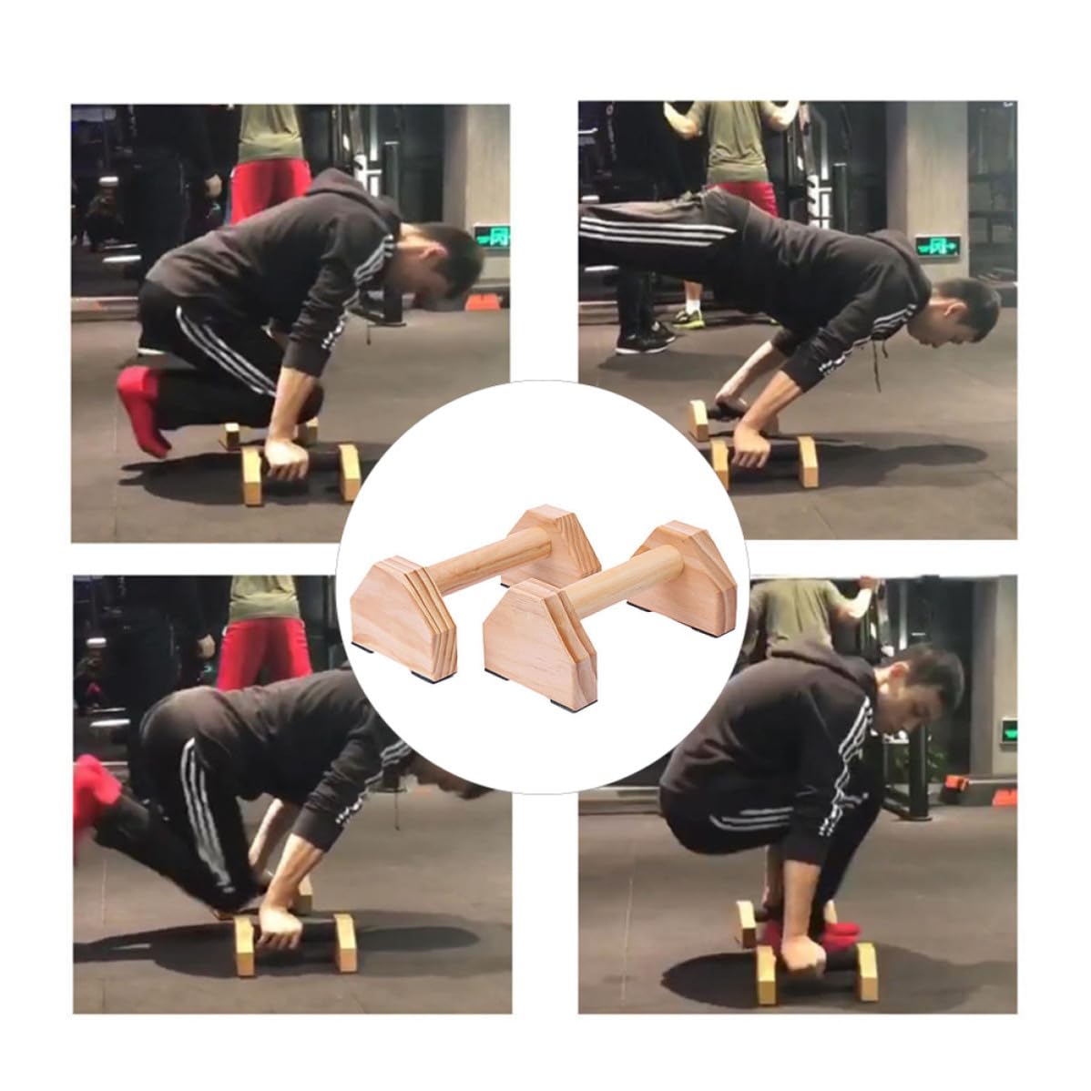 Soporte Madera Flexiones Par, de Barras para Fitness en Casa