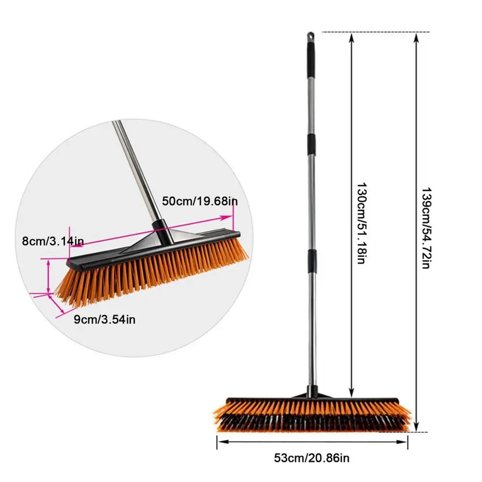Besen Draußen Duschschrubber mit steifen Borsten, Bodenbesen for Schrubben von Außenkehrbürsten for tragbare Bodenschrubber for Kehrbürsten im Freien(50cm)