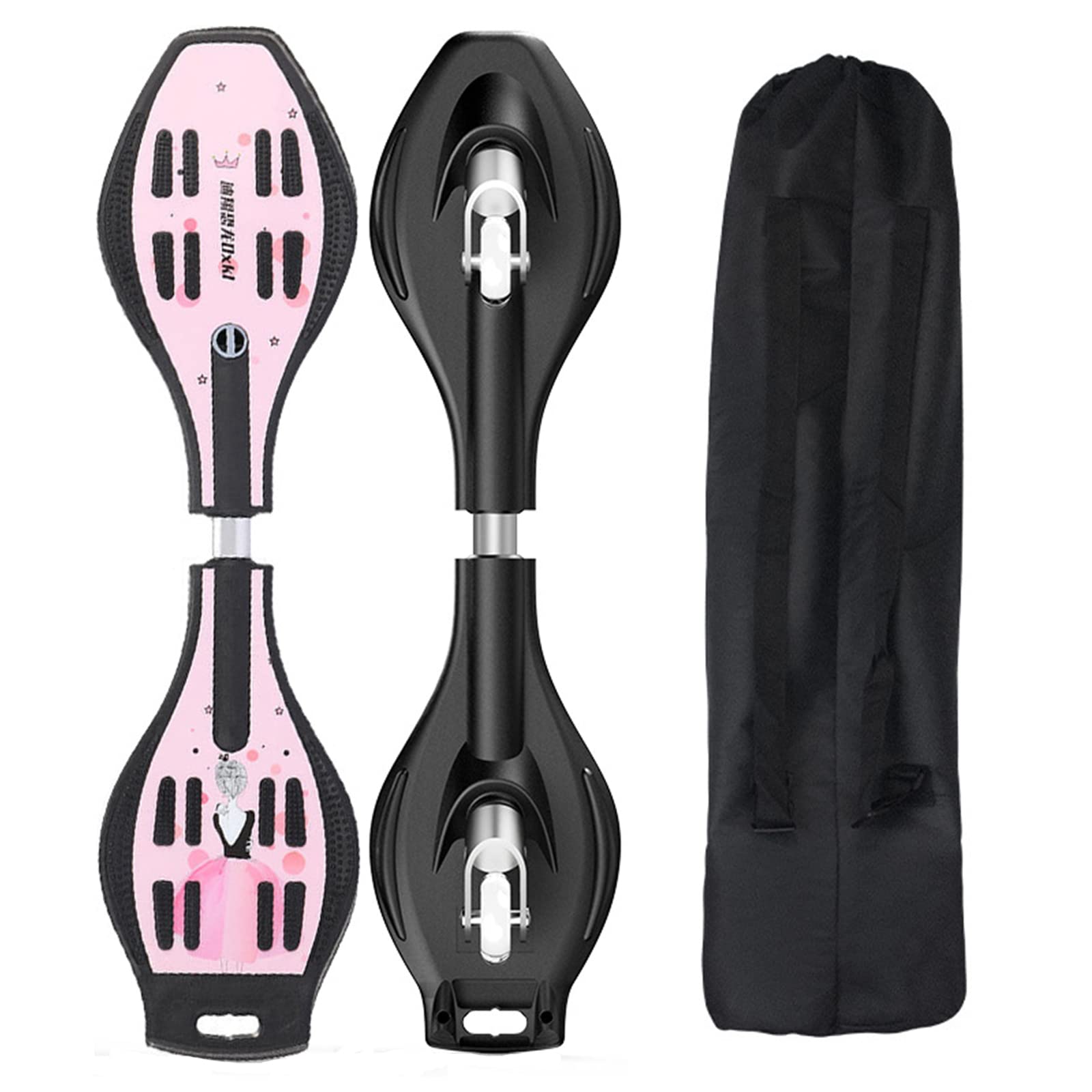 Profi Waveboard Kinder ab 10 Jahre, Street Surfing Waveboards Erwachsene, Snakeboard mit Anti-Rutsch Noppen, Skateboard für Mädchen und Junge, Bis 100kg, inkl. Tasche
