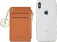 Vista 16 de Carteras pequeñas de cuero delgado para mujeres, tarjetero, cartera, monedero con llavero beige (B-Beige)