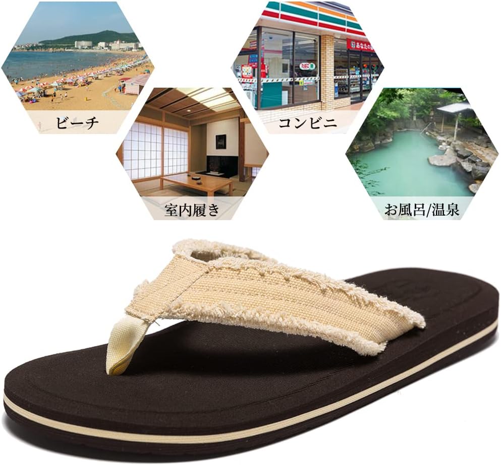 [WOTTE] サンダル メンズ ビーチサンダル 痛くない 島ぞうり ビーサン 軽量 カジュアル シンプルでお洒落 室内/室外履き