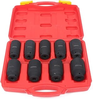 ECCPP 9-Piece 1/2 Inch Drive Deep Impact Axle Hub Socket Set Fit For Most Cars, 6 Point, 29mm-38mm