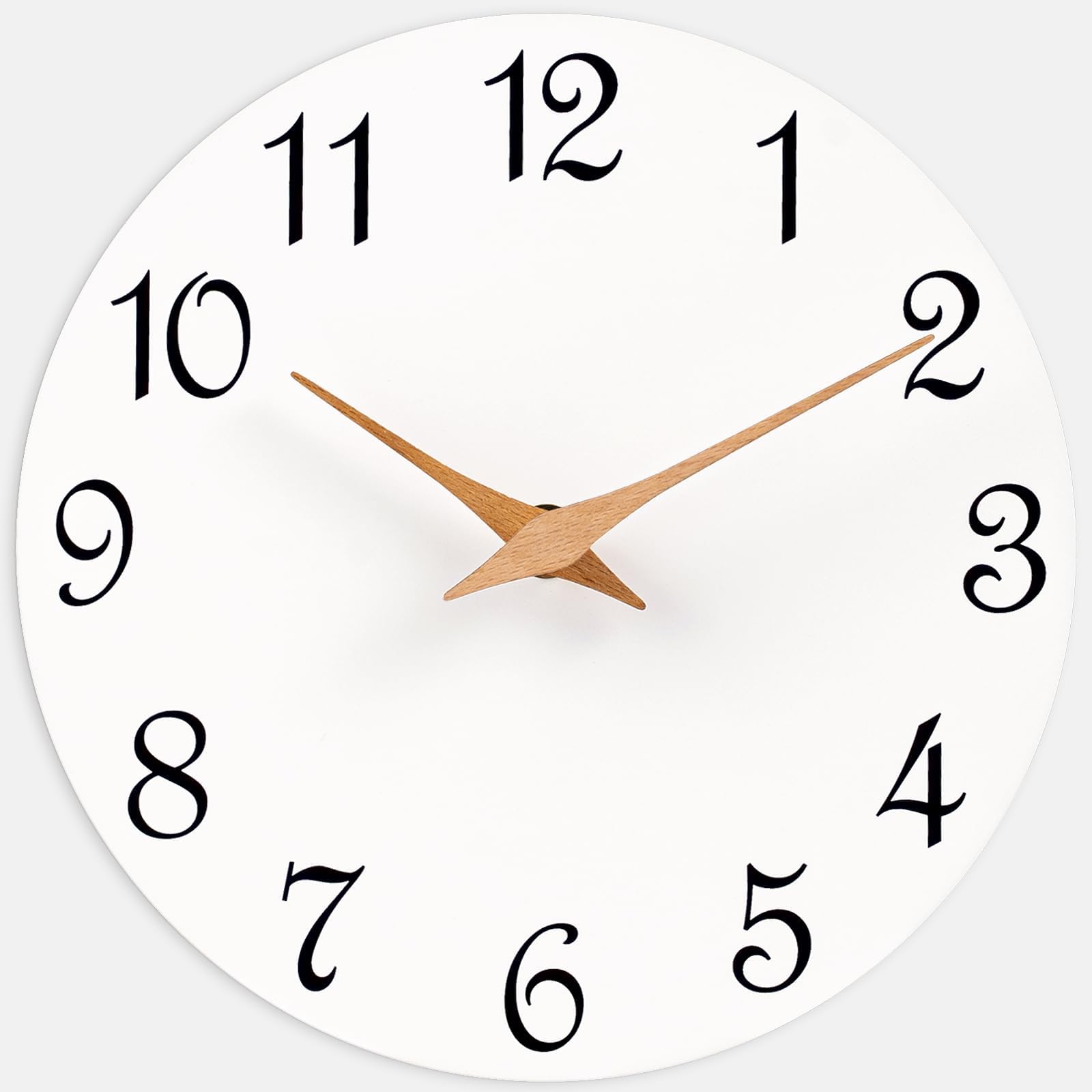 Mosewa Wall Clock Silent Non-Ticking Battery Operated Simple Wooden 14"