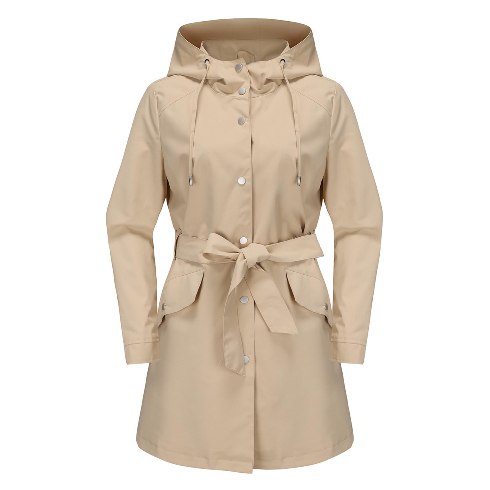 Donne Cappotto Primavera Autunno Donna Lunga Giacca a Vento Impermeabile all'aperto con Cappuccio Giacca Donna Casual Cappotti Monopetto