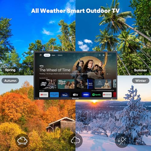 Image of SYLVOX New 75 inch Outdoor Smart TV, Superior Waterproof Performance, Upgraded Matte Finish for Enhanced Anti-Glare Effect, Full Metal, with Dolby Atmos, 1000nits, Partial Sun Deck Pro 3.0+ Series
