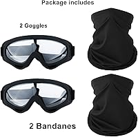 Vista 6 de Gafas de motocicleta, paquete de 2 unidades, para motocross, ATV, motocross, senderismo, protección con 2 unidades de máscara bandana transpirable