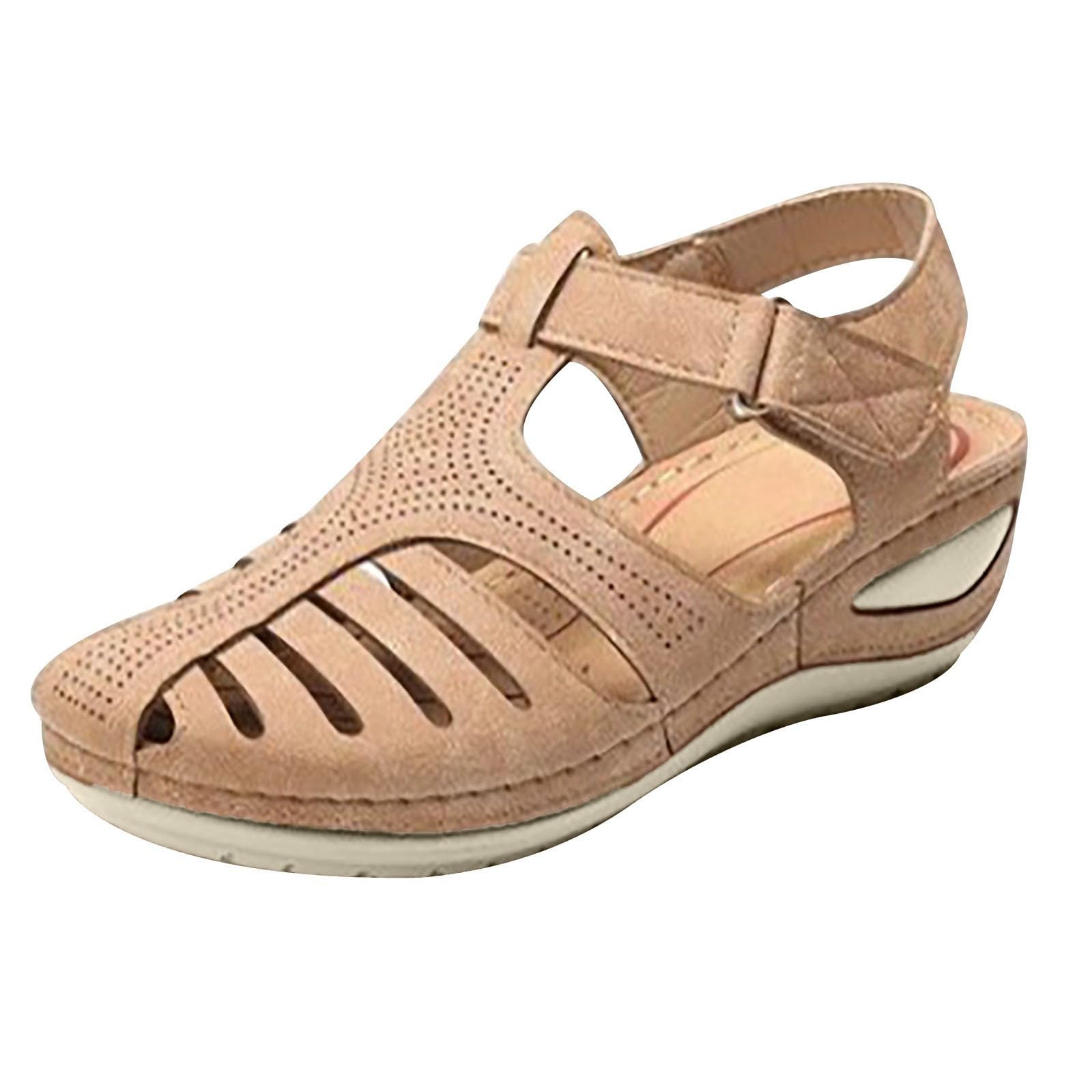 HAOLEIOrthopedic Sandals Women Closed Toe Wide Fit Sandals with Arch  Support Orthotic Platform Walking Sandals Ankle Strap Gladiator Roman  Summer
