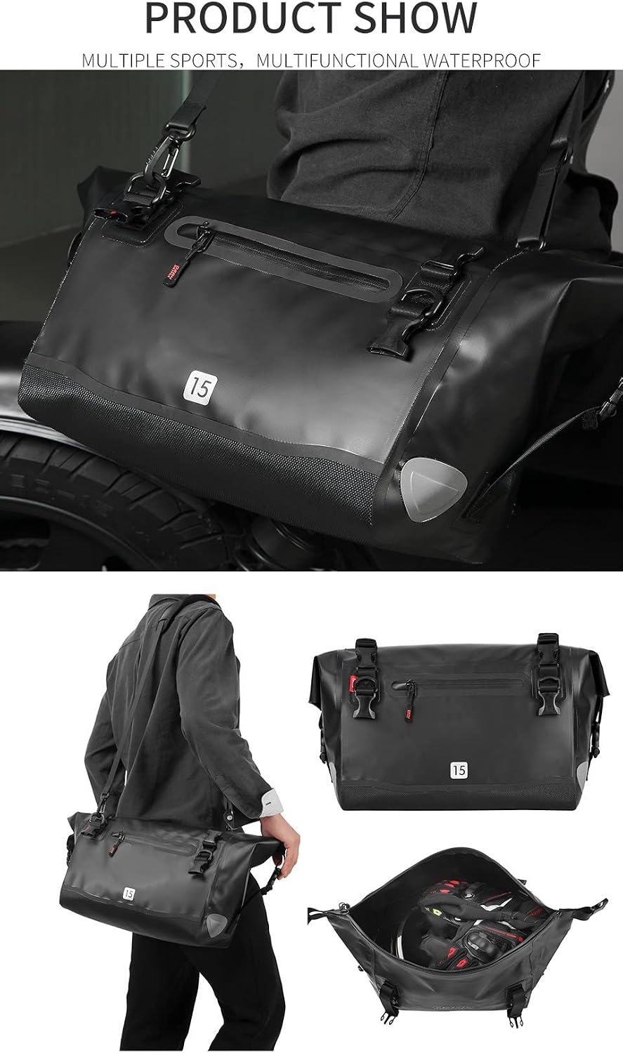 ヘルメットバッグバイクバッグシートバッグ カワサキ用 Z90015L/ 20L/25L用オートバイ防水テールバッグ多機能耐久性リアシ