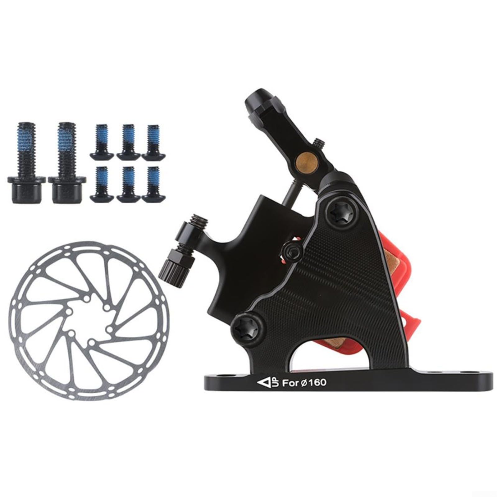 Juego de freno de disco hidráulico para bicicleta de carretera, kit de pinza de montaje plano con disco de freno delantero trasero de 140/160 mm para bicicleta de montaña para bicicleta de