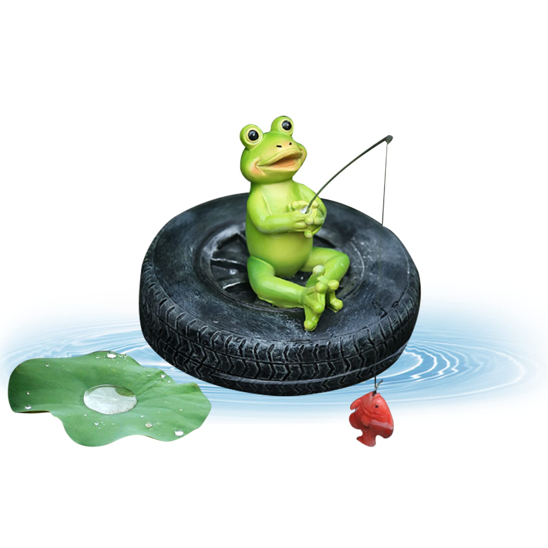 Grtheenumb Garden Pond Decorations|Floating Frog for Pond Ornaments Frog Resin Floating Statue Cute Fishing Sculpture for Garden Pool Decor Style2 18x15cm