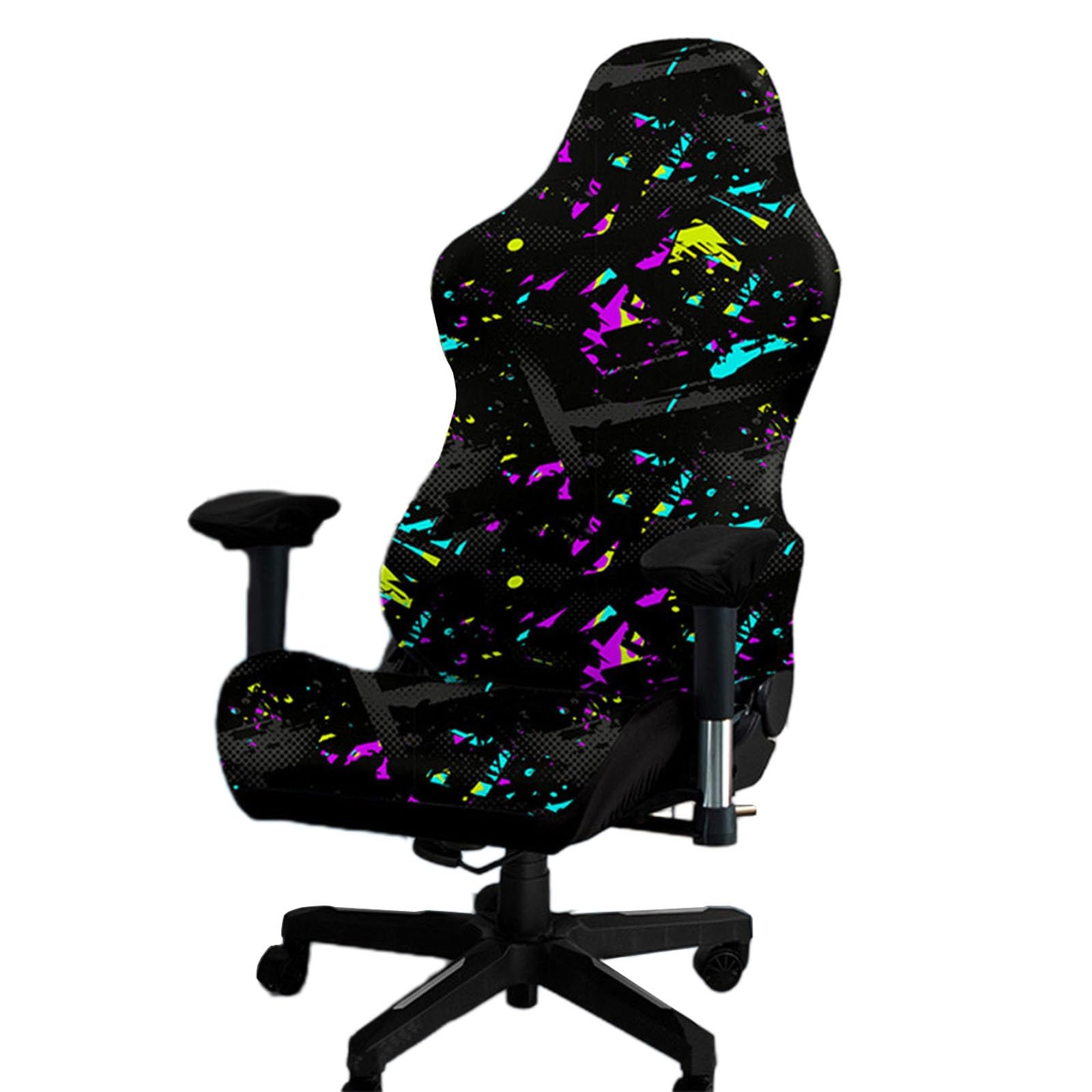 Kitegrese L Printed Gaming Chair Slipcover, Cat Scratch Proof Stretchable Game Chair Cover With Arms Cover(L)