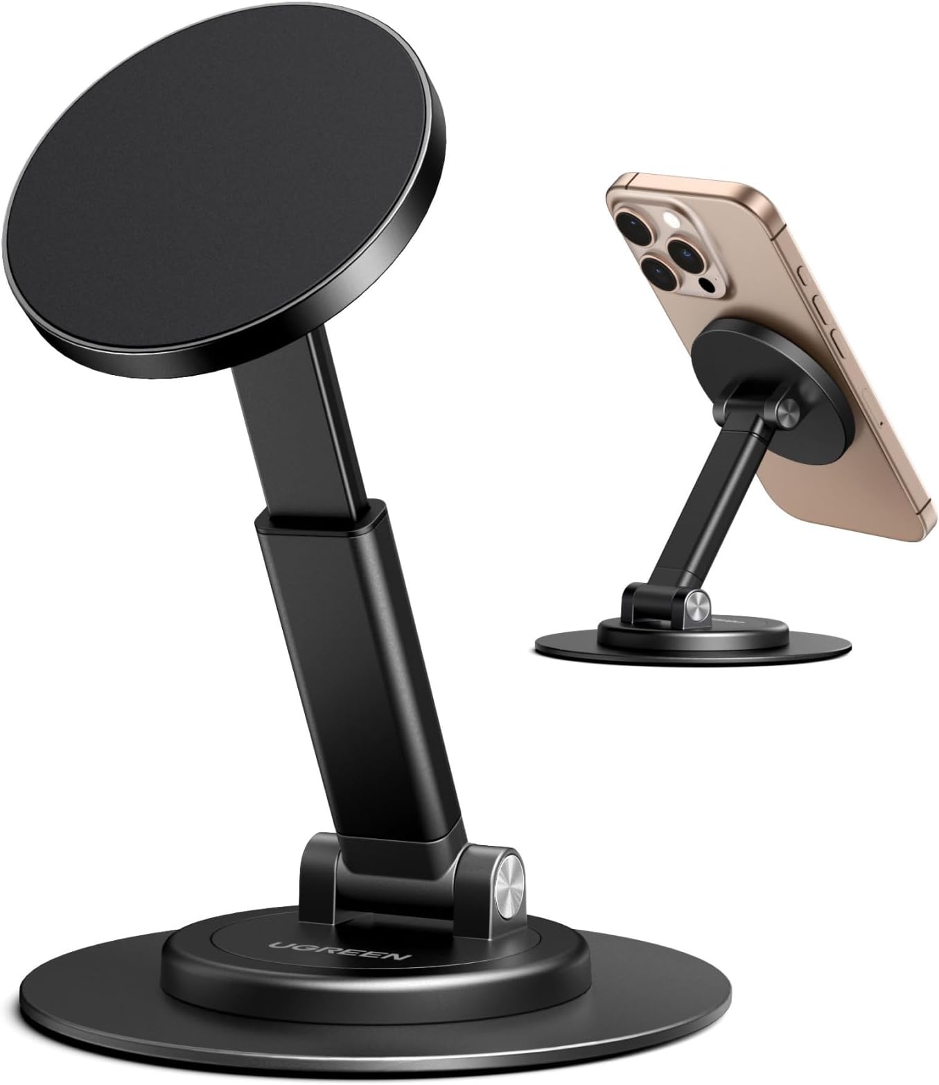 - UGREEN for Magsafe Phone Stand, Magnetic Holder 360° Rotating, Adjustable Height, Foldable Portable, with Metal Ring, Compatible with iPhone 16 Pro Max, Galaxy S24, and More