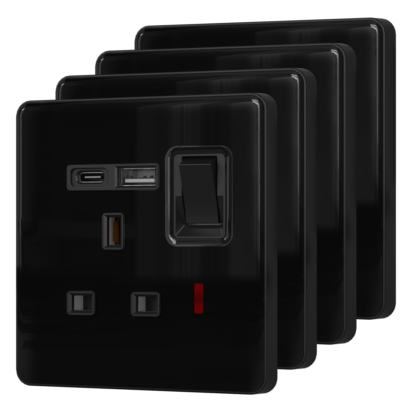 BSEED Single Socket with 20W USB-C Fast Charging,Glass Switched Wall Socket,LED Indicator Light,UK Standard 13A Electric Power Outlet,Screws Included, โ image 1