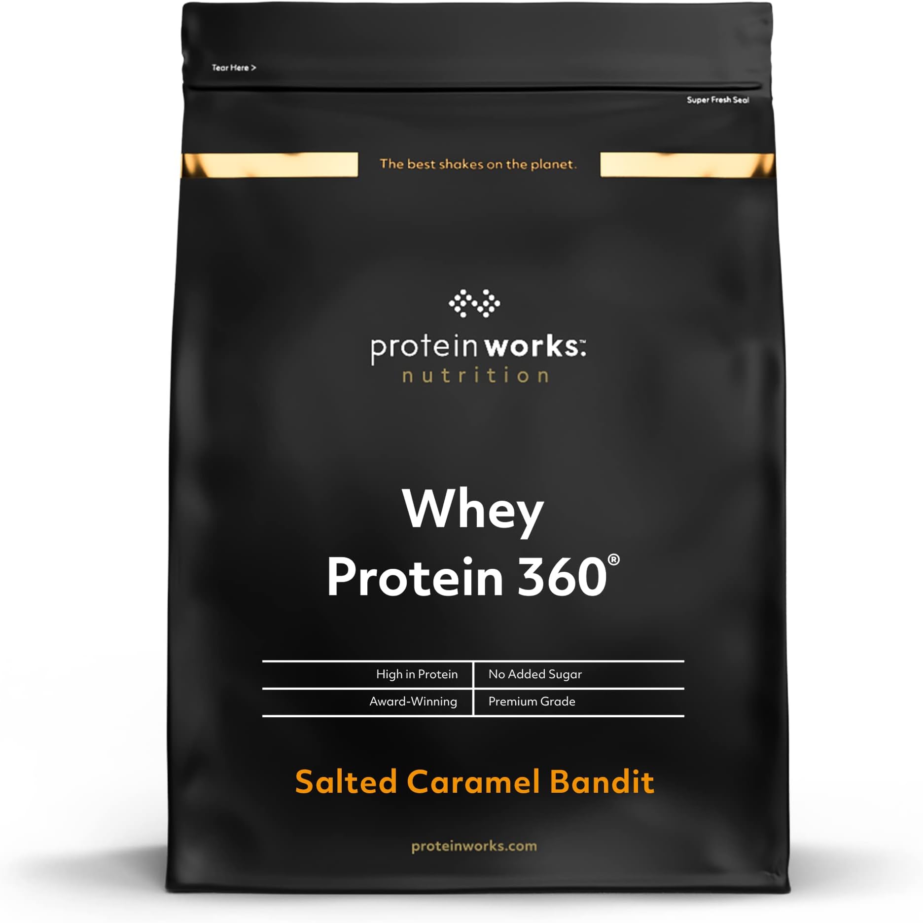 Protein WorksWhey Protein 360 | Premium Whey Shake | Whey Protein Powder Blend | No Added Sugar Protein Shake | 80 Servings | Salted Caramel Bandit | 2.4kg