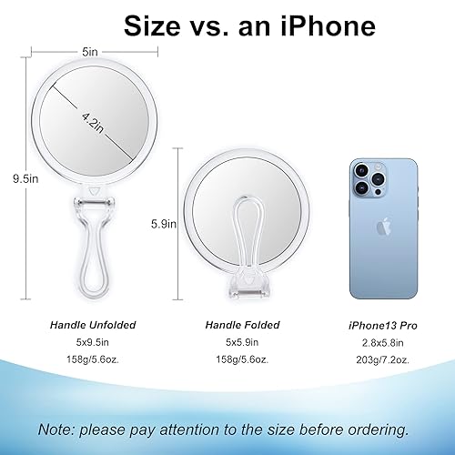 Miniatura 5 de Espejo de aumento de 20x, espejo de mano de viaje  Espejo de mano de 2 lados con aumento 1X 20X y mango ajustable, espejo de maquillaje portátil