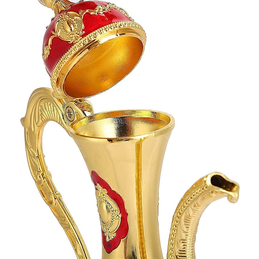 Set di Caffettiere Turche Vintage Set da tè Turco Europeo Creativo con Vassoio per Teiera E 6 Mini Tazze Set di Tazze da caffè,Regalo di Nozze di Artigianato Artistico (Rosso)