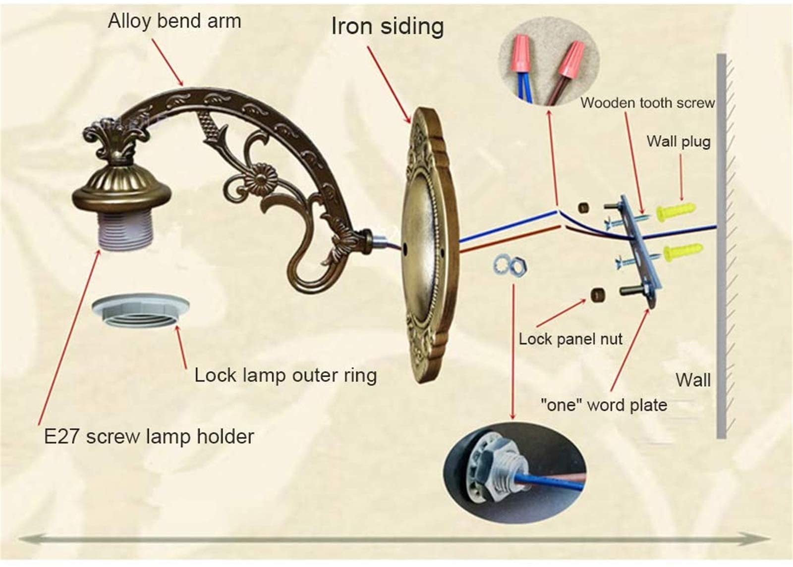 Luces De Pared con Escala De Lámpara De Vidrio 2 Luces De Pared De Pared Luces E27 Paredes De Cocina Interior Luces Retro para El Dormitorio Cortesía