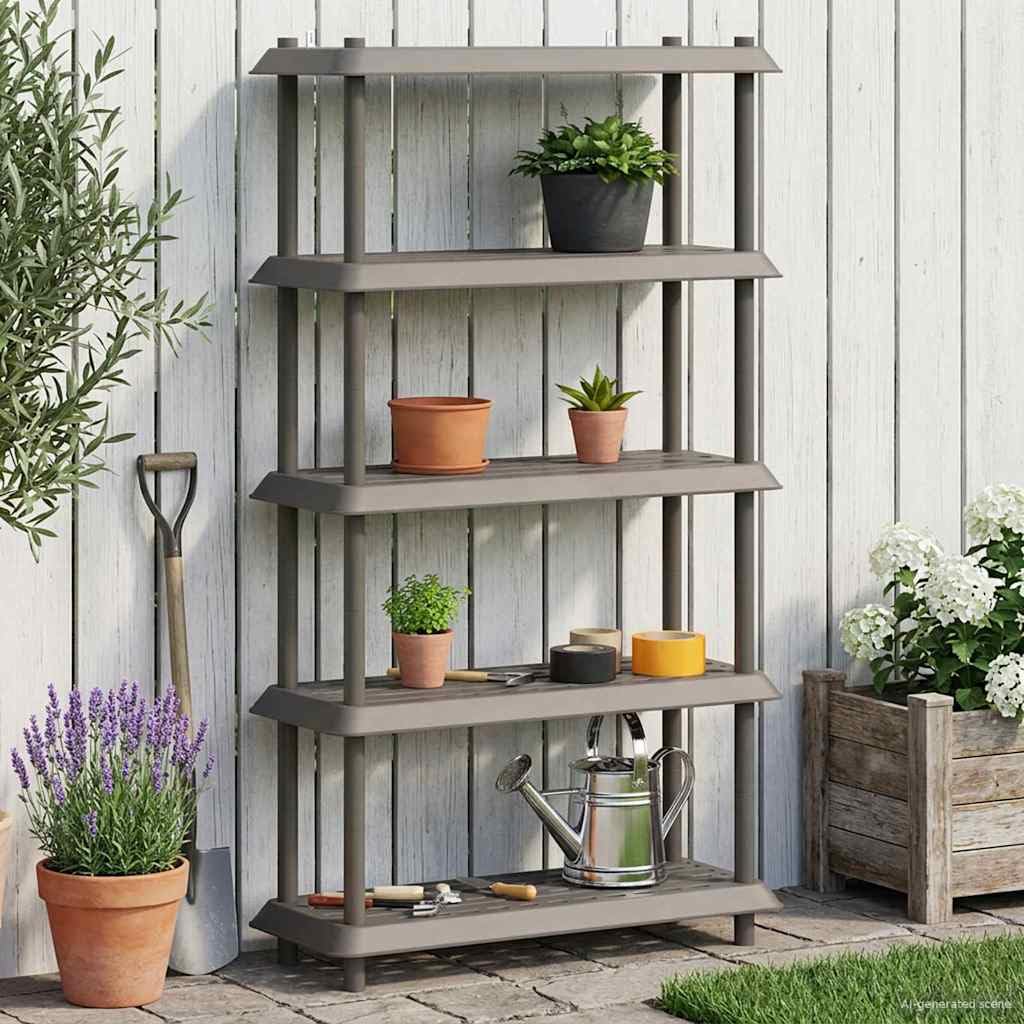 Scaffale a 5 ripiani, 100 x 40 x 177 cm, in polipropilene, grigio
