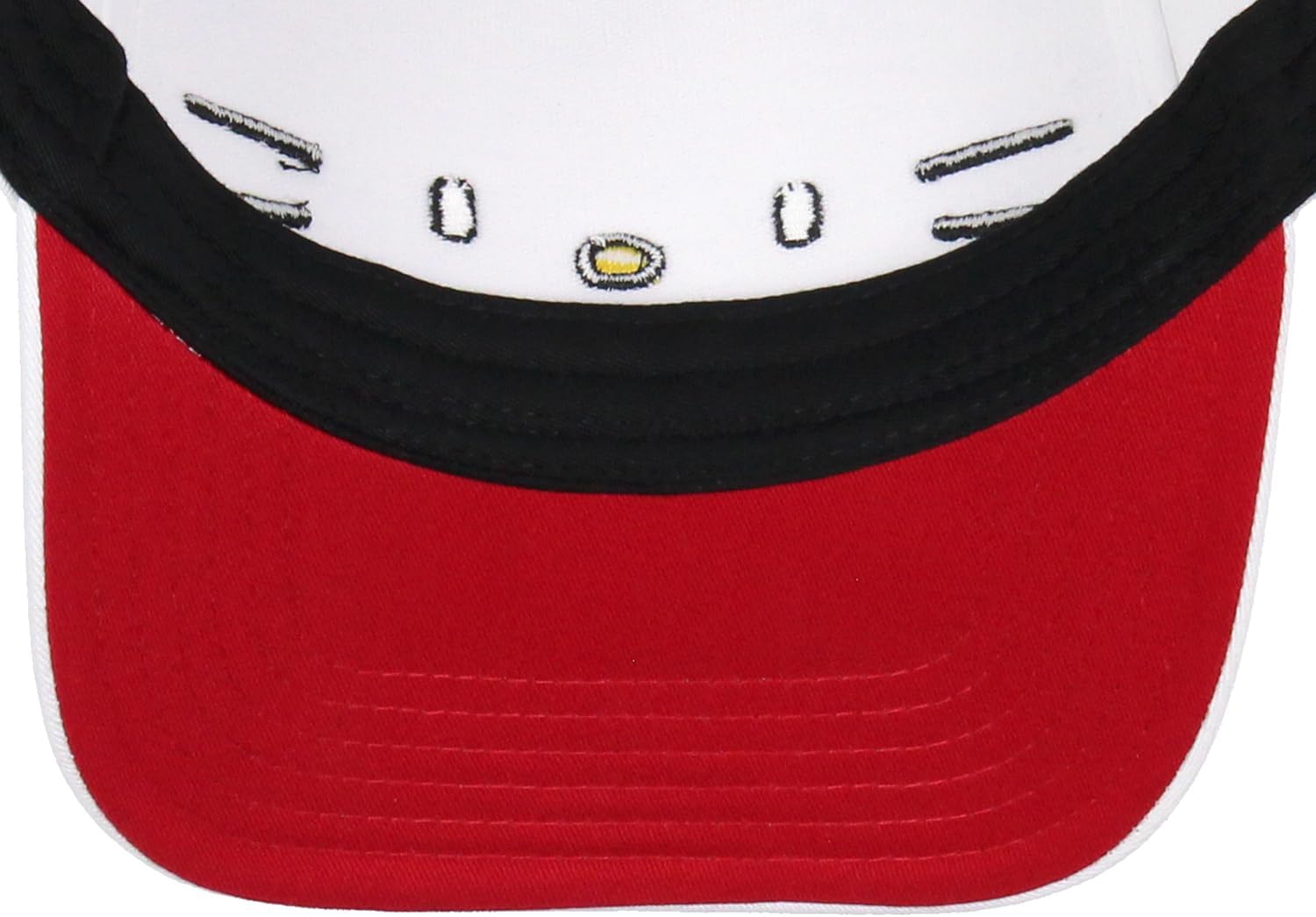 Sanrio Hello Kitty Embroidered Face and Whiskers Design Adult OSFM Snapback Hat with 3D Ears and Bow Cap for Men and Women White - Image 4